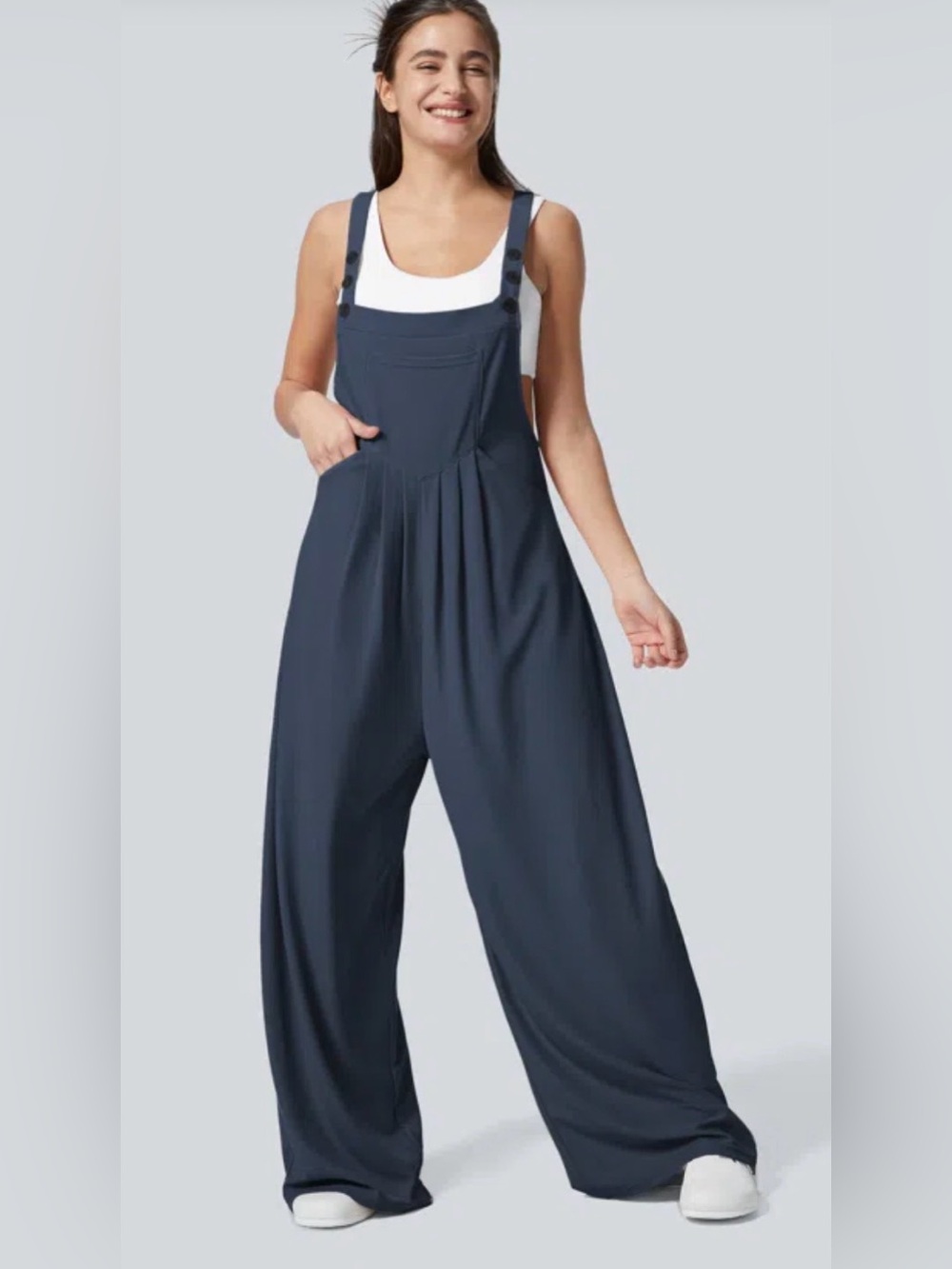 Halara Pockets Waffle Casual Overalls